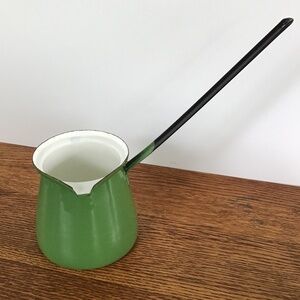 Vintage Green Enamel Coffee Pot Butter Warmer Ladle Scoop